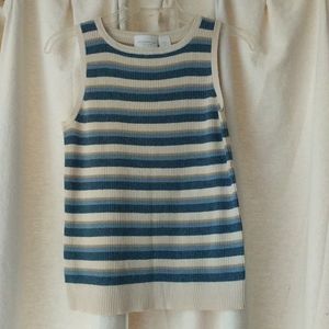 Liz Claiborne Lizwear Jeans Petite Knitted Striped Sleeveless Top Size Small